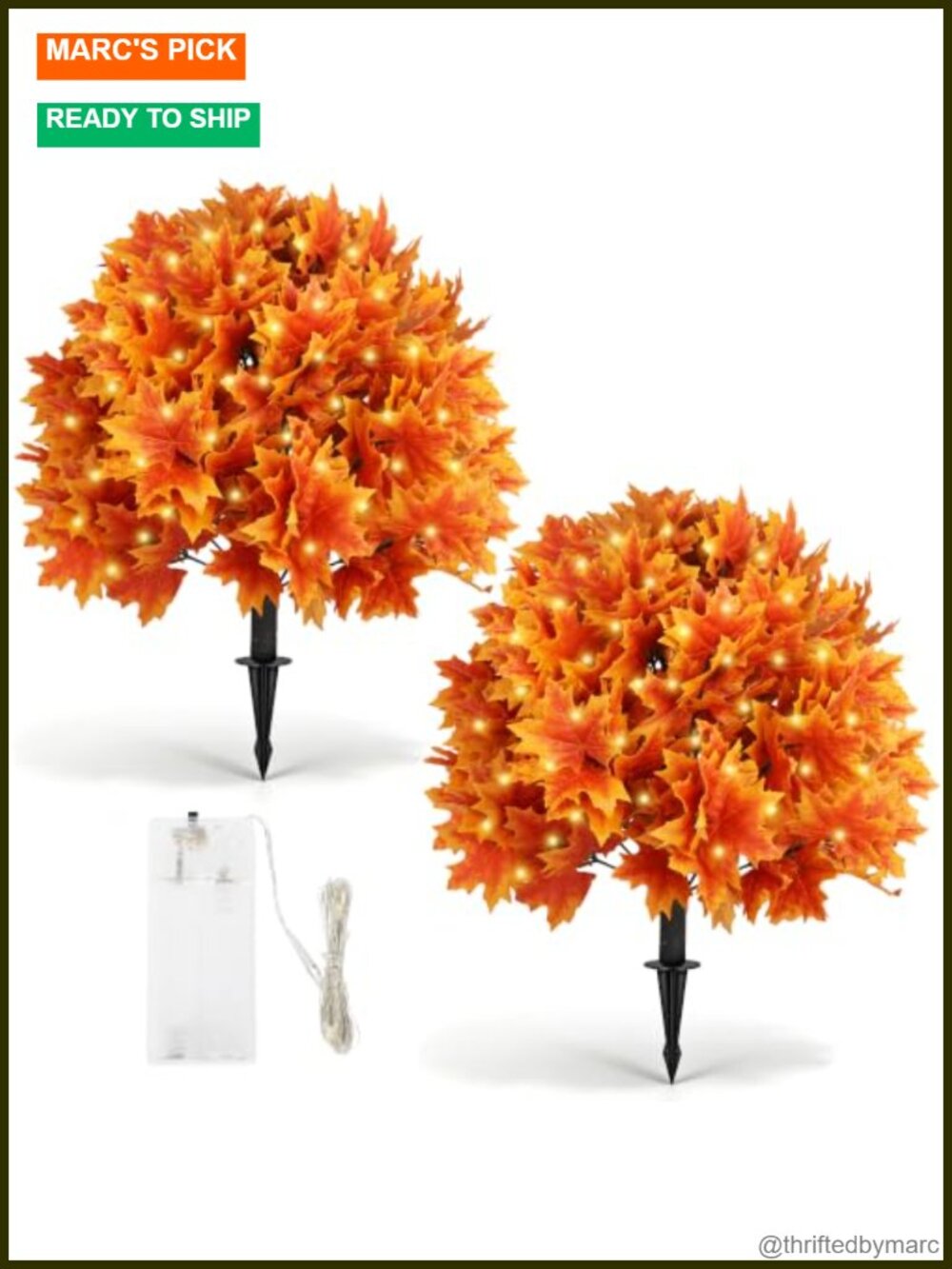 Fall Maple Topiary Tree with LED Lights 27.5in Set of 2 Artificial Autumn Decor